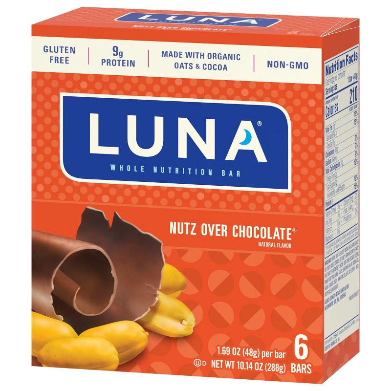 LUNA Nutz Over Chocolate Nutrition Bars - 6ct, 6 of 8