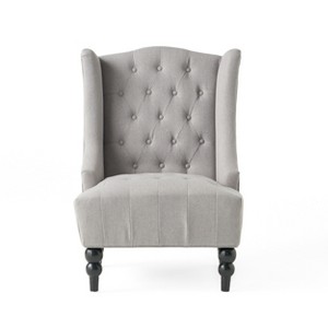 TIRAMISUBEST HI-BACK CLUB CHAIR, Tall Tufted Fabric Accent Chair, Vintage Club Seat for Living Room (Gray) - 1 of 4