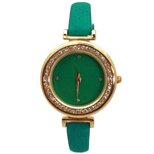 Olivia Pratt Thin Solid Color Strap and Rhinestones Women Watch - 1 of 4