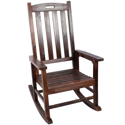 Patio Wooden Oversized Rocking Chair,Chaise Rocking Chair With Wide Seat And Tall Backrest,Indoor And Outdoor Rocking Chair -Maison Boucle