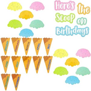 Juvale 65-Pack Ice Cream Birthday Paper Cutout, Classroom Birthday Decoration (Assorted Sizes) - 1 of 4