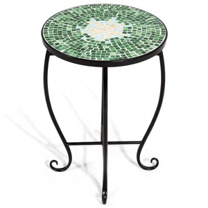 Costway Outdoor Indoor Accent Table Plant Stand Scheme Garden Steel Green - 1 of 4