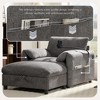 EHMKNP Chenille Single Sofa with Storage Ottoman & Adjustable Phone Holder – USB Charging Port, Side Pockets, Pillow-Like Armrests - 3 of 4