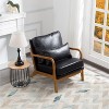 AndMakers Faux Leather Arm Chair with Solid Wood Leg - 2 of 4