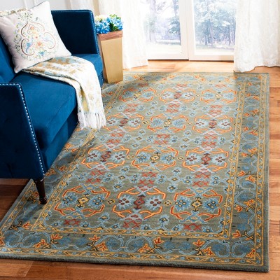 Handmade Blue Wool Tufted Rectangular Area Rug 3' x 5'