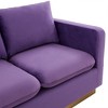 LeisureMod Nervo Mid-Century Modern Upholstered Velvet Loveseat with Gold Frame - 4 of 4