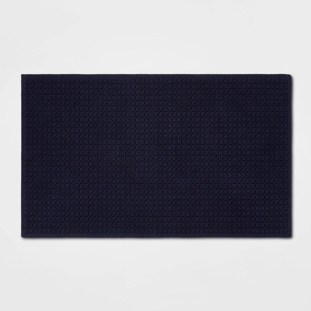 Photos - Bath Mat 20"x34" Antimicrobial Bath Rug Navy - Threshold™