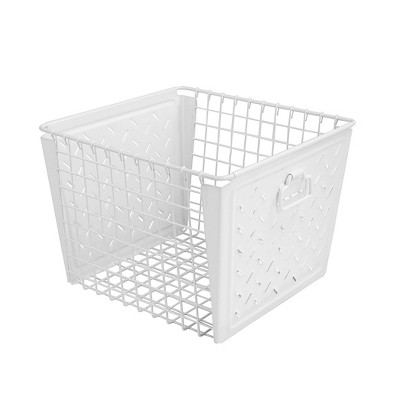 Spectrum Diversified Macklin Large Basket Dark Silver: Metal Utility Storage, Portable Universal Drawer Storage, 16" Width
