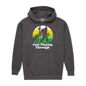 Men's - Instant Message - Just Playing Through Graphic Fleece Pullover Hoodie - 1 of 4