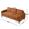Homy Casa 83.86" Three-Seat Sofa with Curved Armrests & Integrated Wood Legs, Teddy Upholstery - 3 of 4