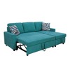 DOMETOUR Blue Flannelette 2-Piece Couch Living Room Sofabed - 2 of 4