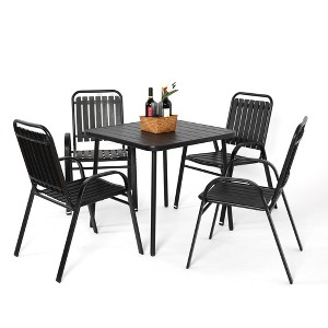 Mondawe 5-Piece Plastic Chair and Steel Table Outdoor Dining Set, Plastic Chairs and Table Set for Garden Patio - 1 of 4