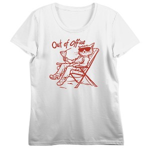 Out Of Office Women’s White Crew Neck Short Sleeve T-shirt - 1 of 4