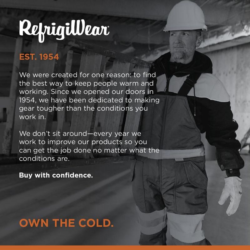 RefrigiWear Men's Freezer Edge Warm Insulated Bib Overalls with Reflective Tape, 6 of 8