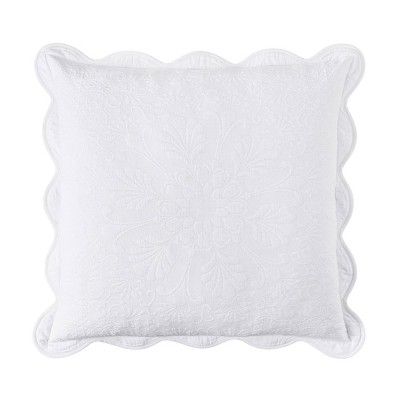 White Cotton Euro Sham with Scalloped Edges