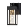 ALOADECOR Modern LED Outdoor Black Dusk to Dawn Sensor Wall Lantern Sconce with Seeded Glass and built-in GFCI Outlets - 3 of 4
