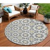 Gray Ivory And Gold Floral Medallion Washable Indoor Outdoor Area Rug - 2 of 4
