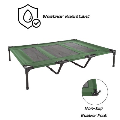 X-Large Green Elevated Outdoor Pet Bed with Mesh Panel