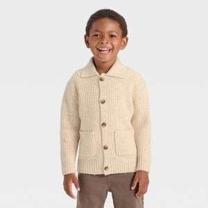 Toddler Boys' Button-Up Cardigan - Cat & Jack™ Oatmeal - 1 of 3