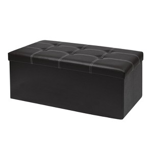 Aoibox Folding Storage Ottoman Bench, Faux Leather Footrest with Large Storage Space, Sturdy and Comfortable for Living Room, Bedroom, Hallway - 1 of 4