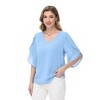 Anna-Kaci Women's V-Neck Blouse with Split Sheer Short Sleeves and Relaxed Fit Silhouette - 2 of 4