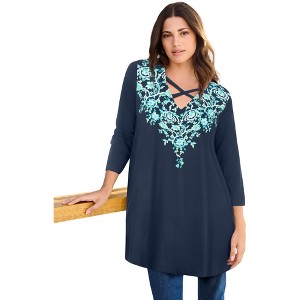Roaman's Criss Cross Ultra Drape Swing Tunic - 1 of 3
