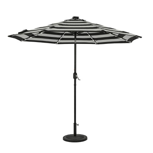 9' X 9' Mirage Ii Fiesta Market Patio Umbrella With Solar Led Tube Lights  Black/white - Island Umbrella : Target