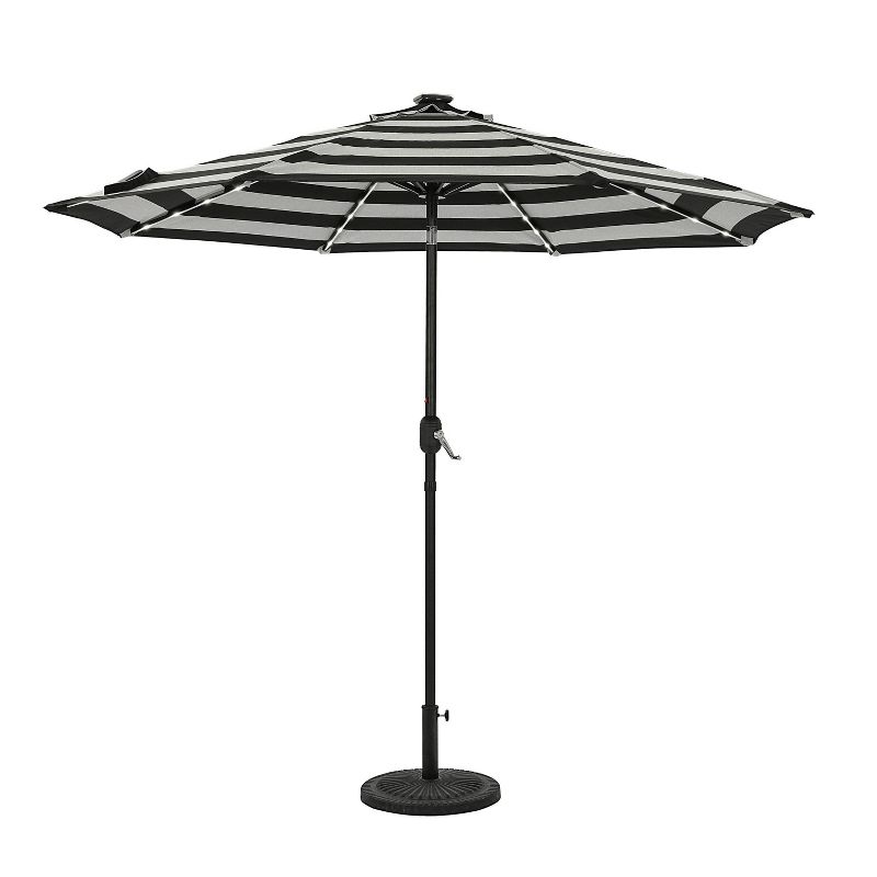 9&#39; x 9&#39; Mirage II Fiesta Market Patio Umbrella with Solar LED Tube Lights Black/White - Island Umbrella, 1 of 15