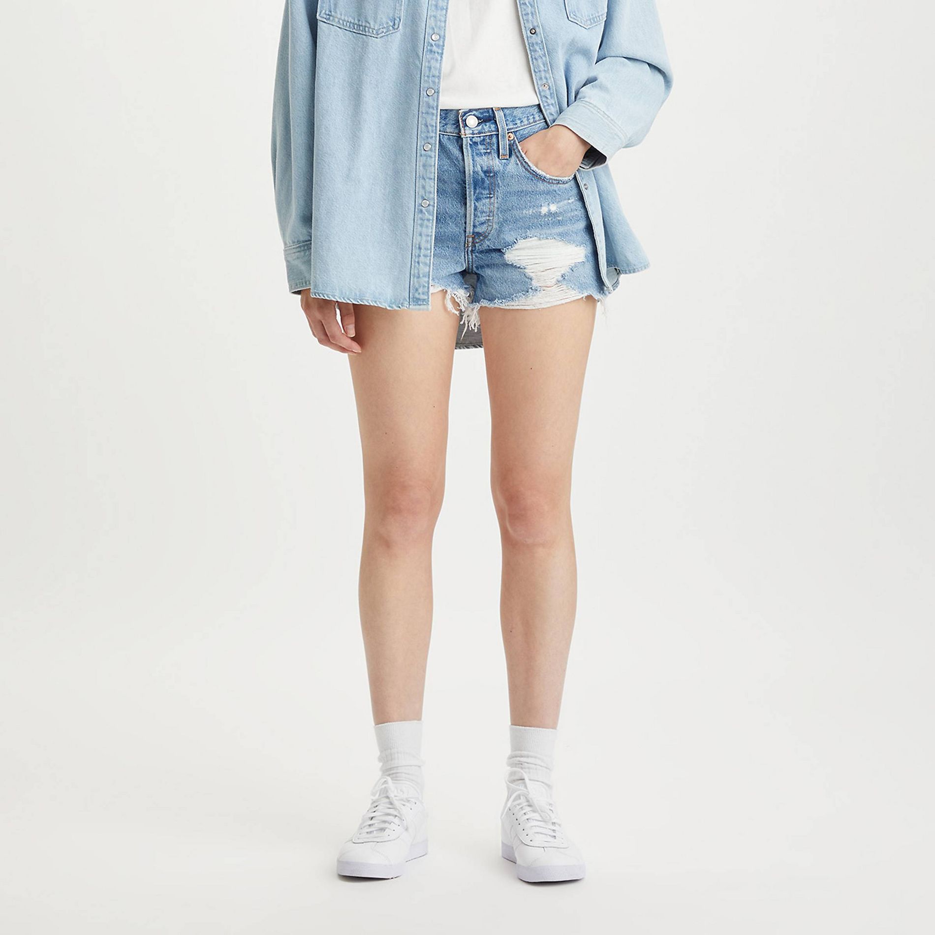 Levi's 501® Original Fit High-Rise Women's Jean Shorts - Quiet Riot 25: Heavyweight Denim, , Fly Button Closure, 3-Inch Inseam