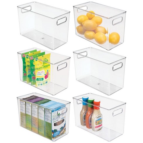 Clear Storage Bins with Handles Stackable Fridge Freezer Pantry Organizer  Bins