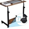 Syemin Desks Rolling Height Adjustable Side Table Lifting Computer Desk Overbed Bedside Table Overbed Table with Wheels, Brown, 31.5"*15.75"*27.16" - 3 of 4
