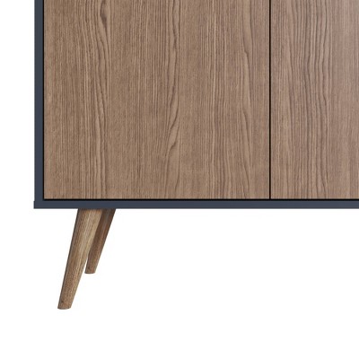Amber Blue and Natural Eucalyptus Wood Buffet Sideboard