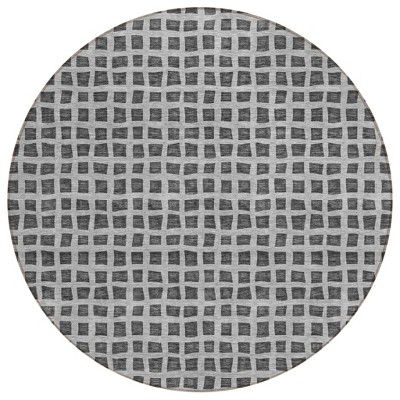 Graphite Gray And Silver Geometric Washable Indoor Outdoor Area Rug