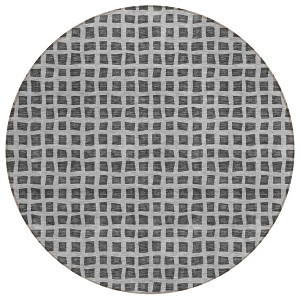 Graphite Gray And Silver Geometric Washable Indoor Outdoor Area Rug - 1 of 4