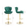 OUTSUPPLY Set of 2 Adjustable Swivel Bar Stools, Velvet Upholstery with Chrome Footrest & Golden Base, Counter Height Kitchen Island Stools - 2 of 4
