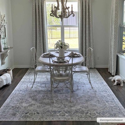 Rudo Gray and Olive Medium Pile Washable Polyester Area Rug