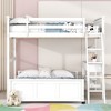 NicBex Full over Full Bunk Bed with Desk Wooden Bed Frame with Wheels, Inclined Ladder and Guardrail for Bedroom, No Box Spring Required - 2 of 4