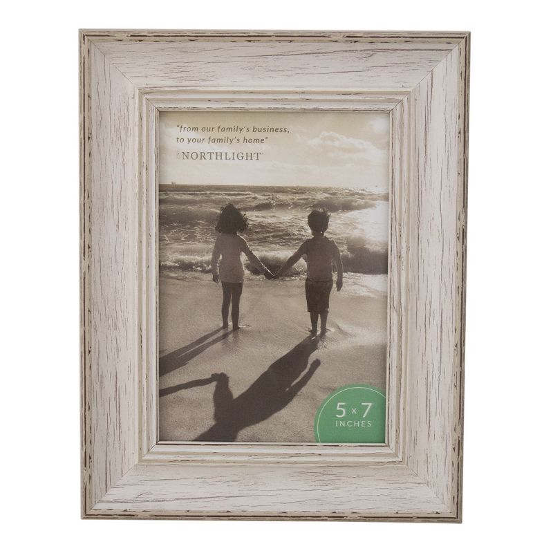 Northlight 5" x 7" Weathered Finish Photo Picture Frame - White, 1 of 6