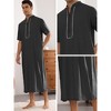 Lars Amadeus Men's Loose Fit Short Sleeves Stand Collar Zipper Long Nightgown - 3 of 4