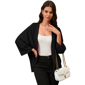 Lightweight Cardigans for Women Batwing Long Sleeve Drape Open Front Casual Loose Cardigan Sweaters - 1 of 4