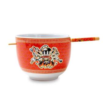 Silver Buffalo Disney Mickey Mouse Wild Wok 20-Ounce Ramen Bowl and Chopstick Set