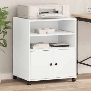 Aghana Digitals Mobile Engineered Wood Printer Stand with Lockable Wheels, White 23.6"x18.9"x29.1" - 1 of 4