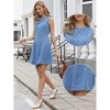 INSPIRE CHIC Women's Denim Casual Summer Round Neck Sleeveless A-Line Mini Jean Dresses - 2 of 4
