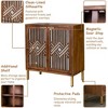 COZAYH Modern 2 Door Accent Cabinet with Mirror Fronts, Storage Sideboard for Entryway or Living Room, 27 Inch Wood Finish with Metal Legs - 3 of 4