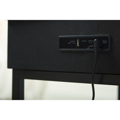 Black Metal and Glass Rectangular Accent Table with USB Charging