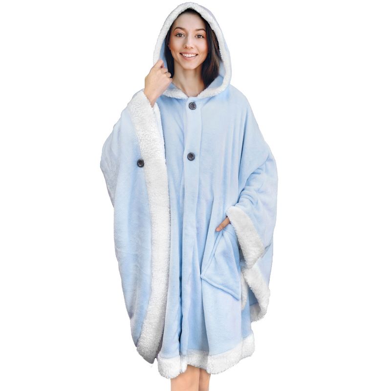 PAVILIA Angel Wrap Hooded Blanket for Women Adult, Wearable Cozy Wrap Throw Fleece Shawl Cape, 1 of 7