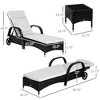 Wicker Outdoor Chaise Lounge Chair Set of 3 with Side Table, 5-Level Adjustable Backrest PE Rattan Pool Lounge Chair with Wheels, Cushion & Headrest - 3 of 4