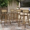 Set of 4 Indoor Wood Barstools with Rubberwood Frame,Rattan Back Bar Stools,Modern Barstools for Kitchen Island or Home Bar-Coolbibila - 2 of 4