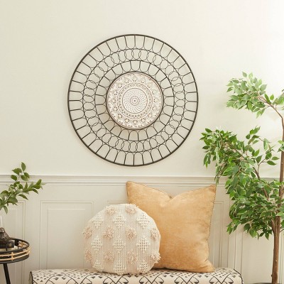 Metal Abstract Carved Design Wall Decor Black - Olivia & May: Iron Frame, Vertical Orientation, Spot Clean, 31.80"H x 1.70"D