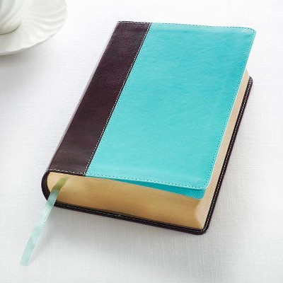 KJV Giant Print Lux-Leather Teal/Brown - Large Print (Leather Bound)